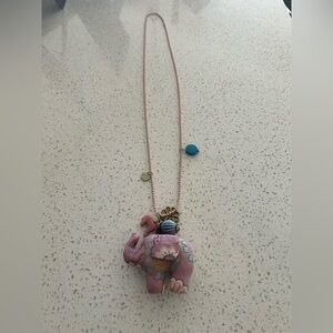 Purple Elephant Long Necklace made in mid-2000s Boho Style